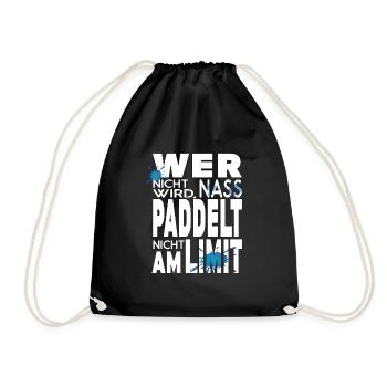 Stand Up Paddling Kanu SUP Kajak lustiger Spruch - Turnbeutel - Schwarz - Vorne