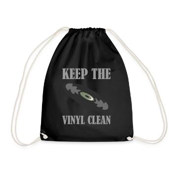 Schallplatte keep the vinyl clean - Turnbeutel - Schwarz - Vorne