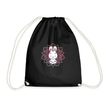 Meditierender Hase Mandala Yoga - Turnbeutel - Schwarz - Vorne