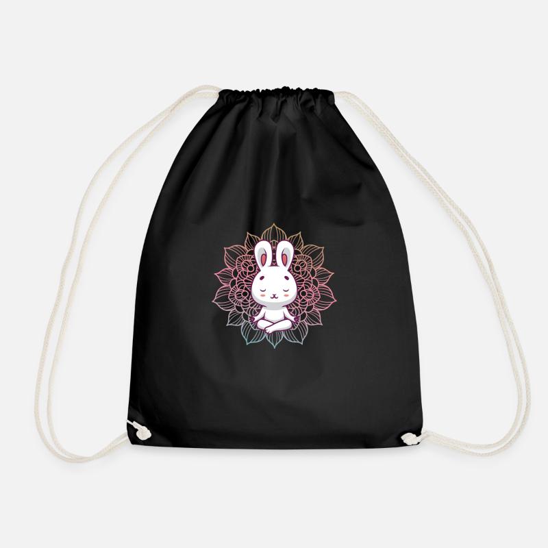 Meditierender Hase Mandala Yoga - Turnbeutel - Schwarz