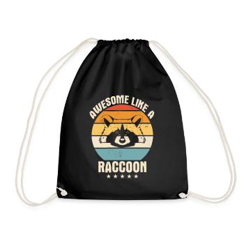 Raccoon - Drawstring Bag - black - Front
