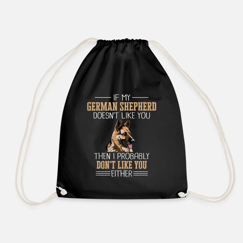 German Shepherd Dog - Drawstring Bag - black