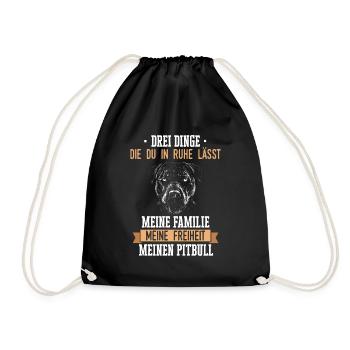 Pitbull Hund - Turnbeutel - Schwarz - Vorne