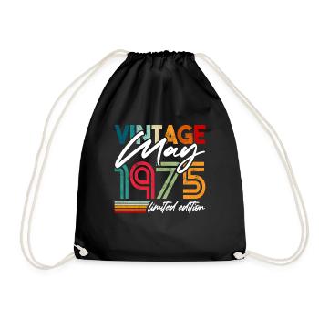 Millésime né mai 1975 Anniversaire mai 1975 - Sac de sport léger - noir - Devant