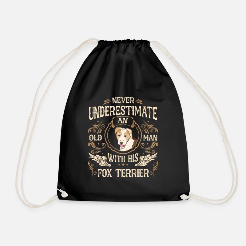 Fox Terrier Dog - Drawstring Bag - black