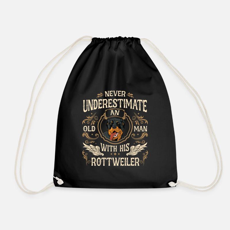 Rottweiler Dog - Drawstring Bag - black