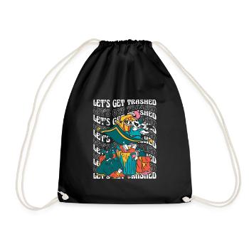 Raccoon - Drawstring Bag - black - Front