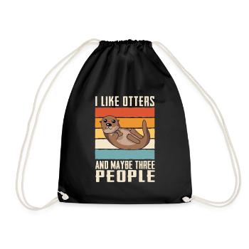 Otter Sea Otter - Drawstring Bag - black - Front
