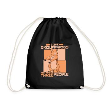 Marmot Marmots Rodent Animal Ground squirrel - Drawstring Bag - black - Front