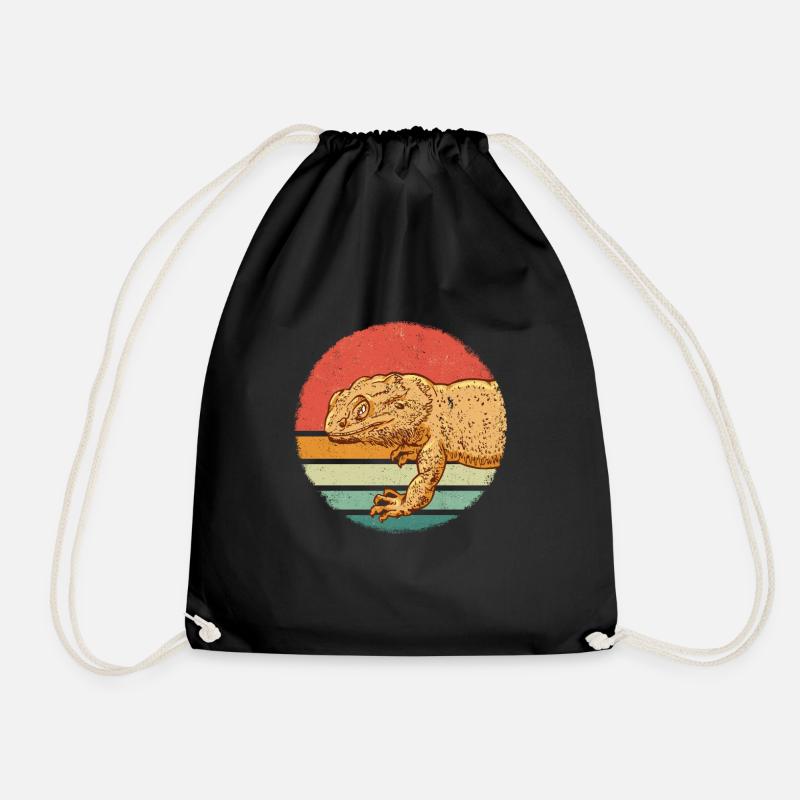 Bearded Dragon Bartagamen Pogona - Drawstring Bag - black