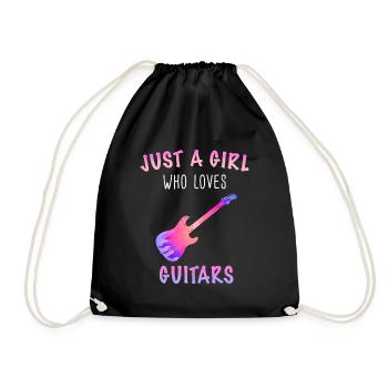 Guitar Guitarist Musician Acoustic Guitar Instruments - Drawstring Bag - black - Front
