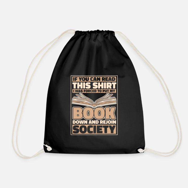 Bücher Buch lesen Bücherei Bibliothek Bücherwurm - Turnbeutel - Schwarz