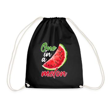 One In A Melon Funny Melon Summer - Drawstring Bag - black - Front