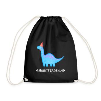 Geburtstagskind Brachiosaurus Dino Geburtstag - Turnbeutel - Schwarz - Vorne