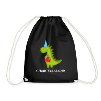 Birthday Boy Tyrannosaurus Rex Dino T-Rex Party - Drawstring Bag - black - Front