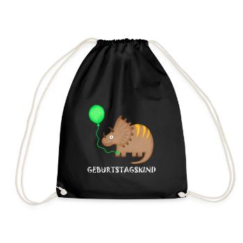 Birthday Boy Triceratops Dino Birthday - Drawstring Bag - black - Front