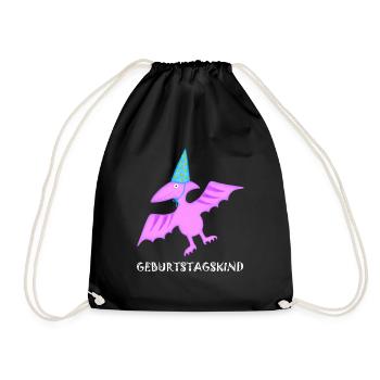 Birthday Boy Pteranodon Pterosaur Dinosaur - Drawstring Bag - black - Front
