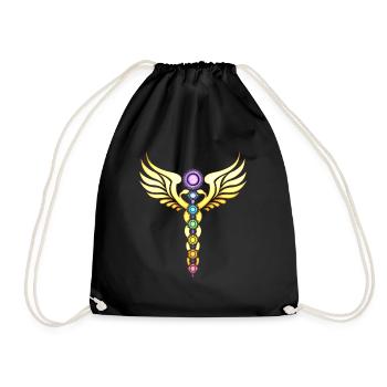 Chakra Caduceus Yoga Meditation - Drawstring Bag - black - Front