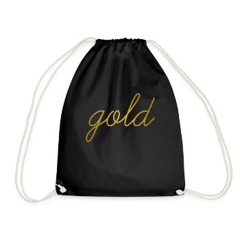 Gold goldene schreib Schrift Geschenkidee schön - Turnbeutel - Schwarz - Vorne