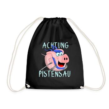 Watch out for the piste - Drawstring Bag - black - Front