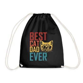 Best cat dad cat motif retro gift cat dad - Drawstring Bag - black - Front