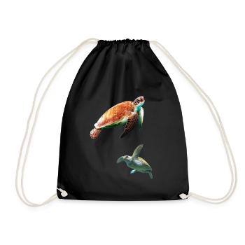 Tortues dans la mer - Sac de sport léger - noir - Devant