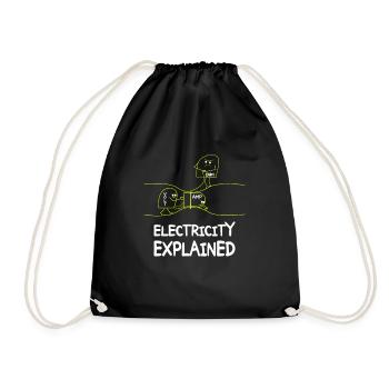 Electricity explains electronics technician Electrician - Drawstring Bag - black - Front
