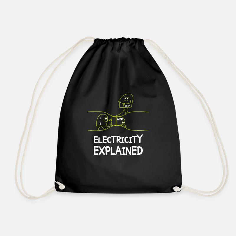 Electricity explains electronics technician Electrician - Drawstring Bag - black