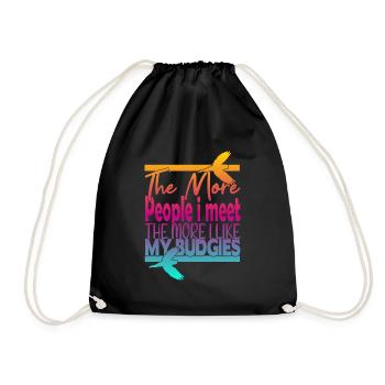 The More People i Meet The More i Like My Budgies - Drawstring Bag - black - Front
