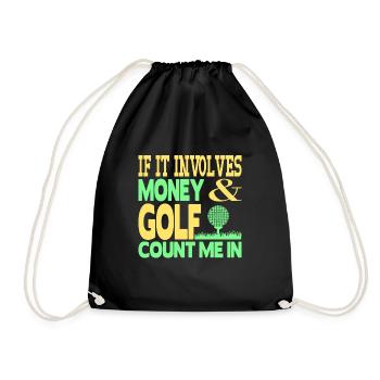 Geld und Golf - Turnbeutel - Schwarz - Vorne