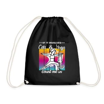 If It Involves Cats & Yoga count me in - Drawstring Bag - black - Front