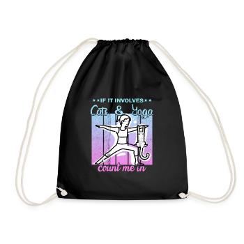 If It Involves Cats & Yoga count me in - Drawstring Bag - black - Front