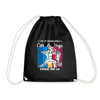 If It Involves Cats & Yoga count me in - Drawstring Bag - black - Front