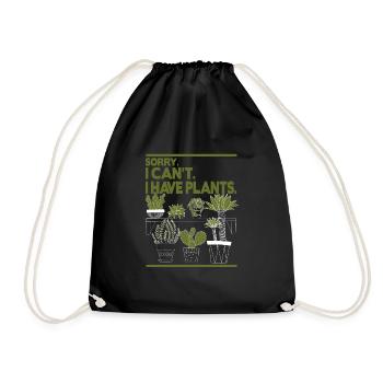 Sorry I Can't I have Plants - Drawstring Bag - black - Front