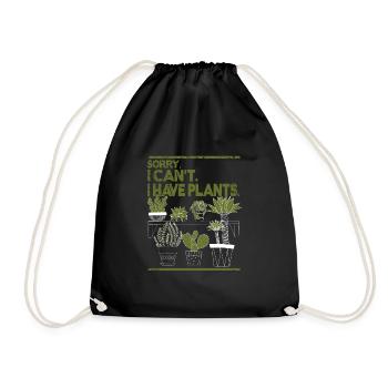 Sorry I Can't I have Plants - Drawstring Bag - black - Front