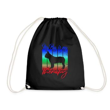 My Pug is my therapy - Drawstring Bag - black - Front