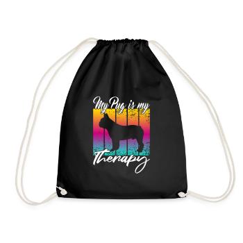 My Pug is my therapy - Drawstring Bag - black - Front