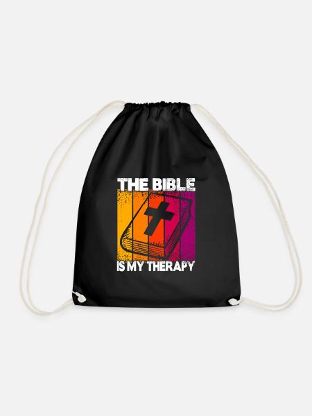 The Bible Is My Therapy - Drawstring Bag - black