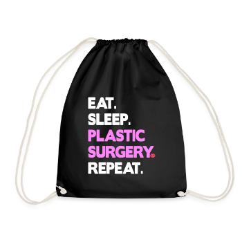 eat sleep plastic surgery repeat - Drawstring Bag - black - Front