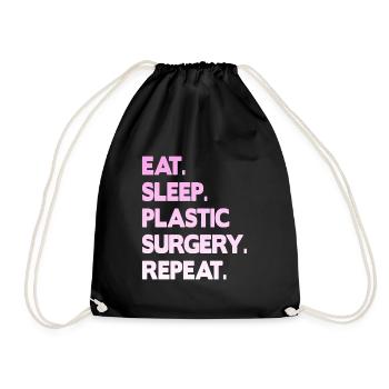eat sleep plastic surgery repeat - Drawstring Bag - black - Front
