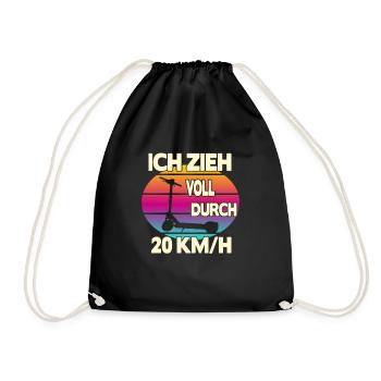 Ich zieh voll durch 20 km/h EScooter - Turnbeutel - Schwarz - Vorne