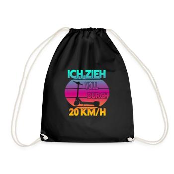 Ich zieh voll durch 20 km/h EScooter - Turnbeutel - Schwarz - Vorne