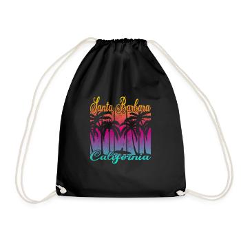 Vintage Santa Barbara California Surf - Drawstring Bag - black - Front