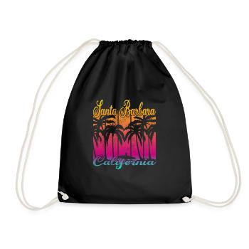 Vintage Santa Barbara California Surf - Drawstring Bag - black - Front
