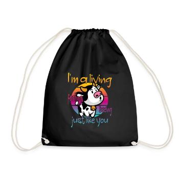 Vache végétalienne végétalienne - Sac de sport léger - noir - Devant