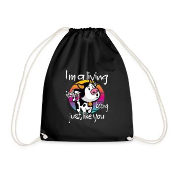 Vache végétalienne végétalienne - Sac de sport léger - noir - Devant