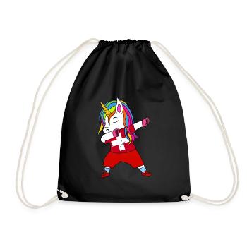 Schweiz Fußball Dabbing Geschenk - Turnbeutel - Schwarz - Vorne