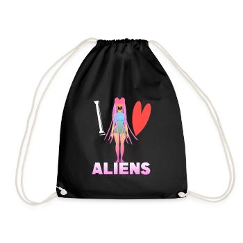 I love aliens - Drawstring Bag - black - Front