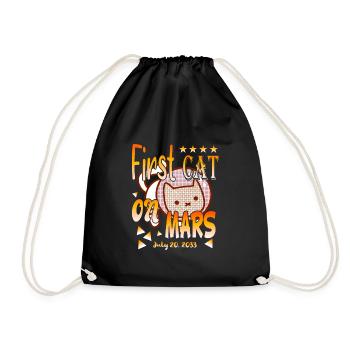 First Cat on Mars - Drawstring Bag - black - Front