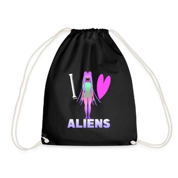 I love aliens - Drawstring Bag - black - Front
